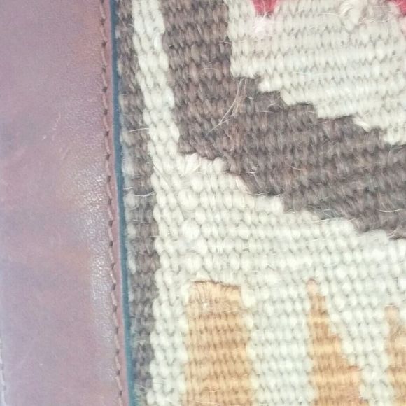 Trade Routes Wool Tapestry and Leather Bag - Picture 3 of 8